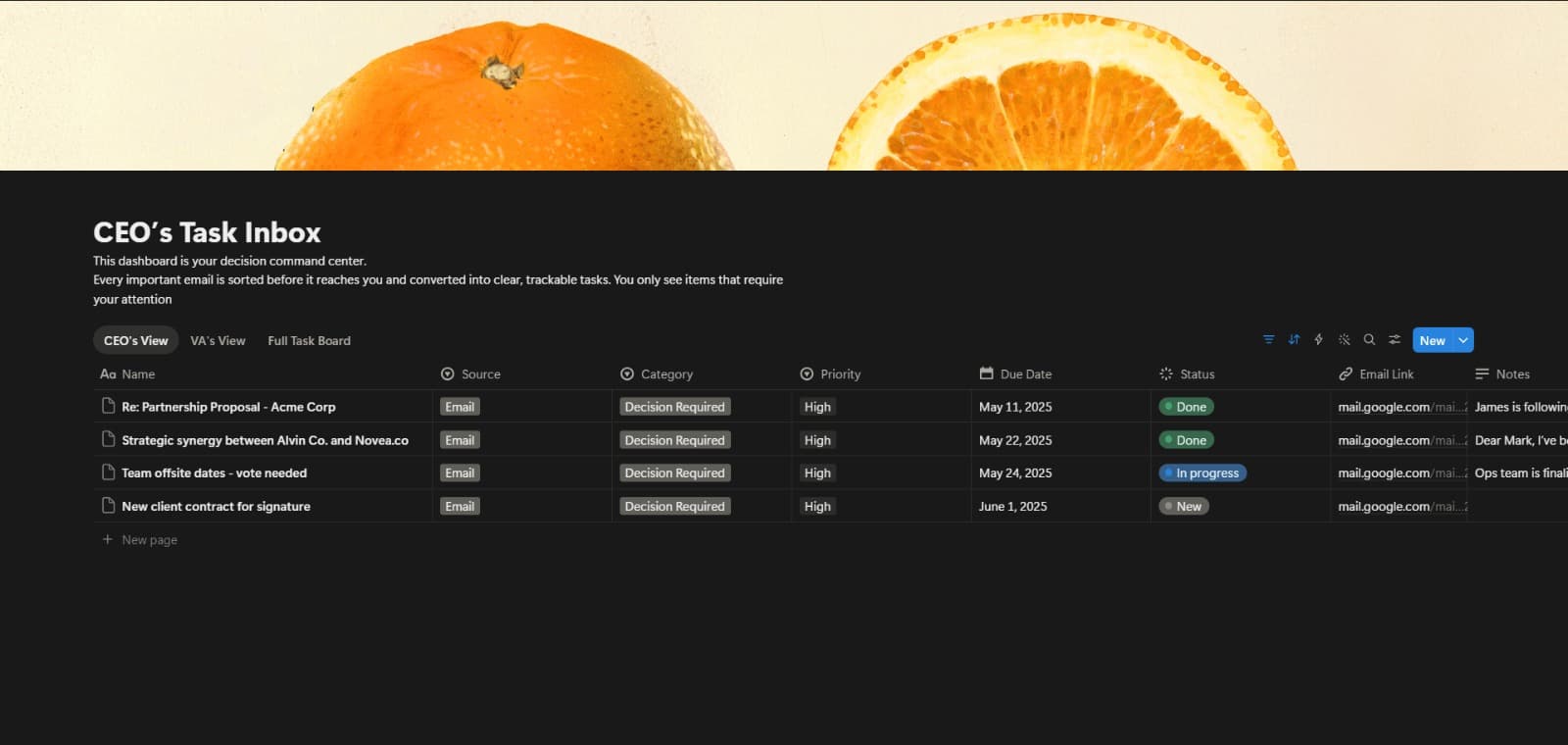 Email Triage to Notion Task System